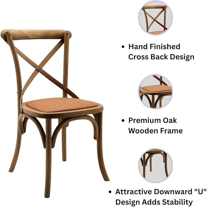 Modern & Stylish Hand Finished Cross Back Oak Wooden Cafe Chair