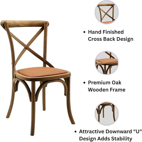 Modern & Stylish Hand Finished Cross Back Oak Wooden Cafe Chair