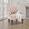 Antique Retro Chesterfield Buttoned Beige Linen Occasional Accent Chair