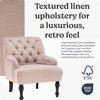Antique Retro Chesterfield Buttoned Beige Linen Occasional Accent Chair